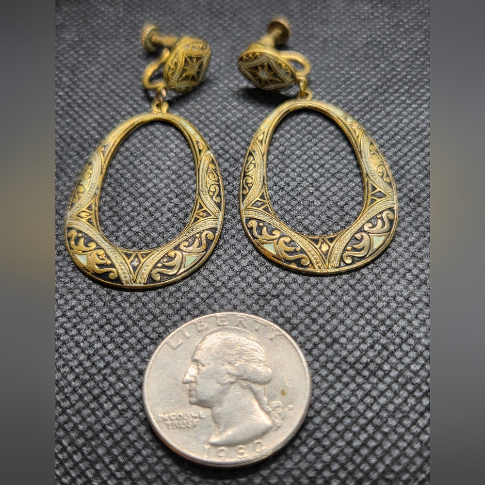 Damascene Large Hoop Earrings - Picture 2 of 10